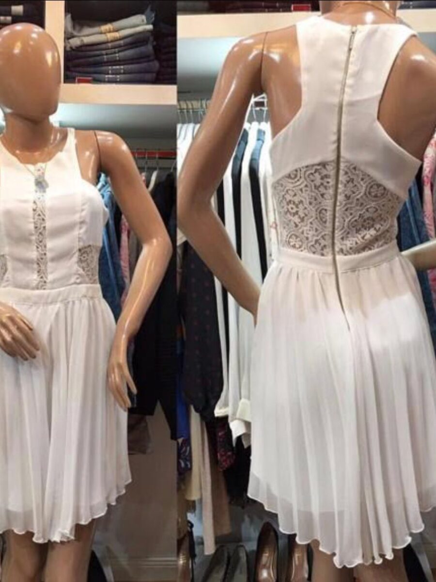 VESTIDO PLISADO CORTO COMBINADO