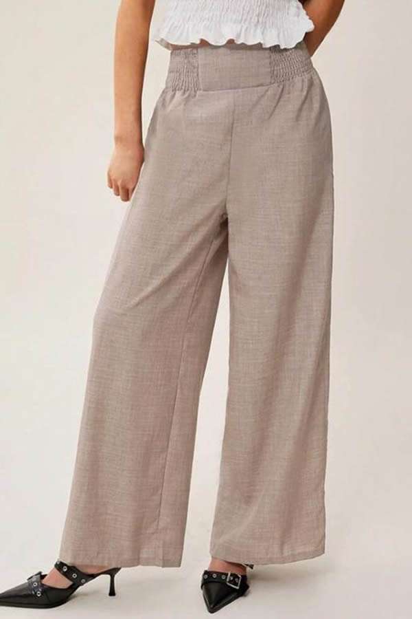 PANTALÓN DE PIERNA ANCHA CINTURA ELASTIZADA SHEIN ESSNCE