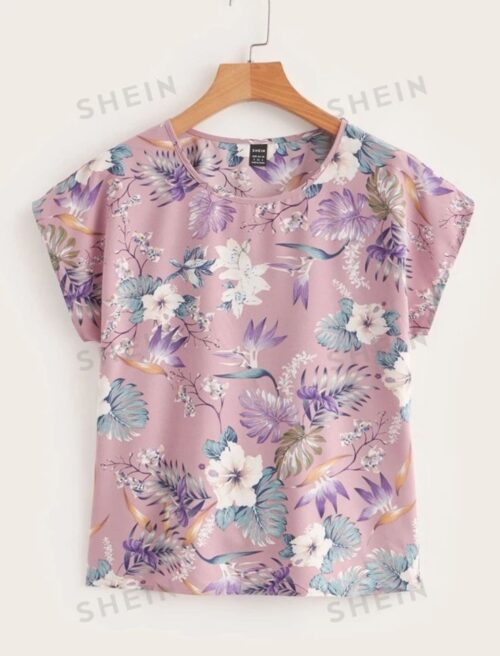 BLUSA CON MANGA MURCIÉLAGO ESTAMPADA SHEIN