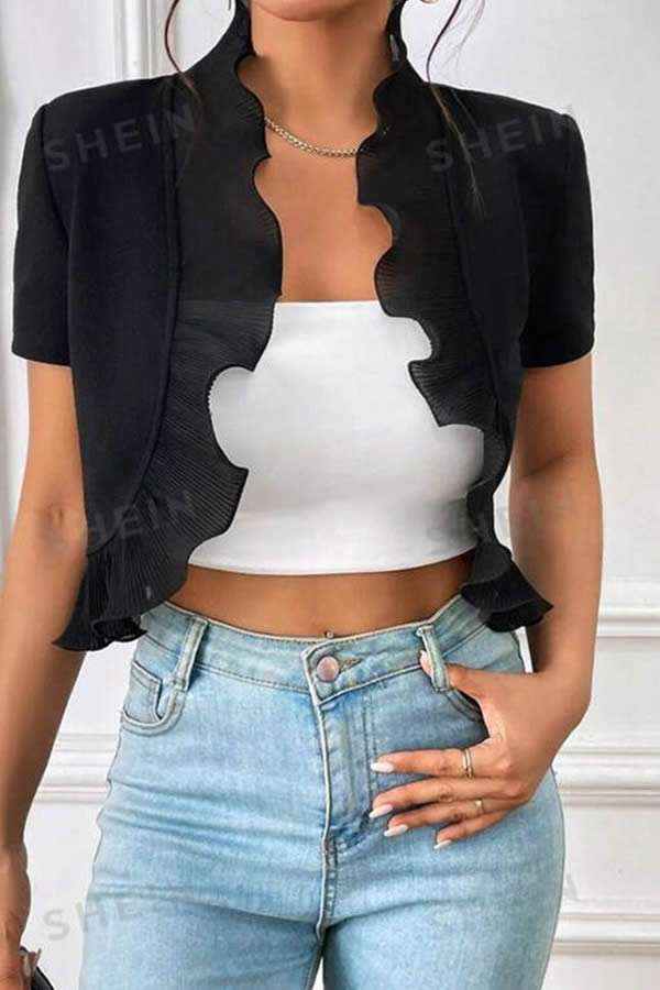 CAZADORA CROP CON RIBETE SHEIN PRIVE