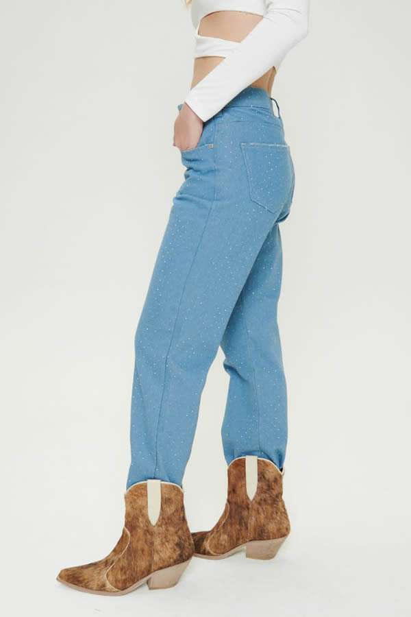JEANS MOM CON STRASS OSSIRA