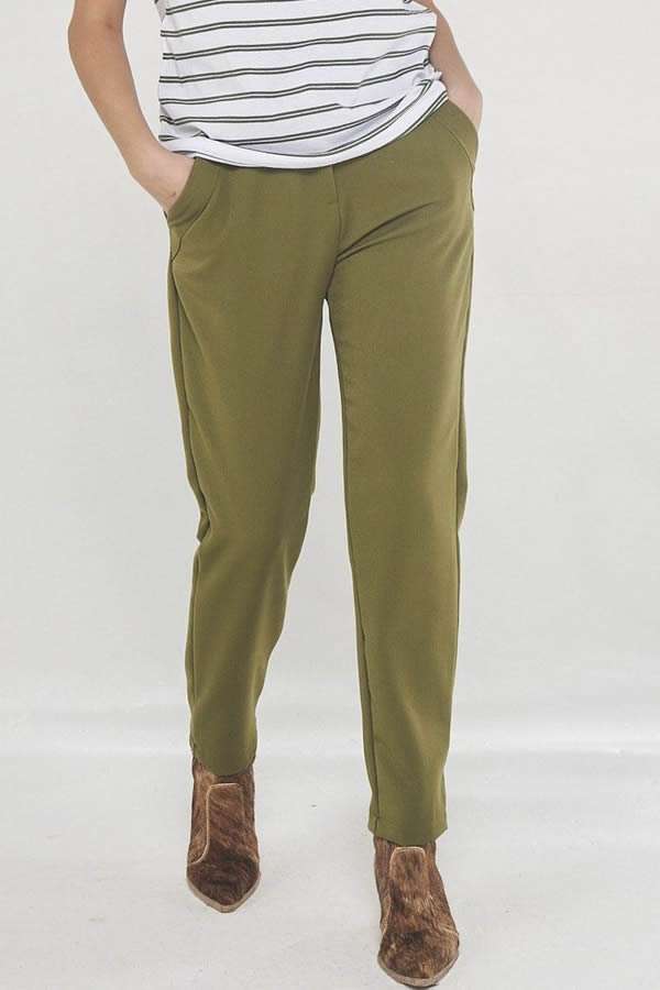 PANTALON SASTRERO DE VESTIR VERDE OLIVA