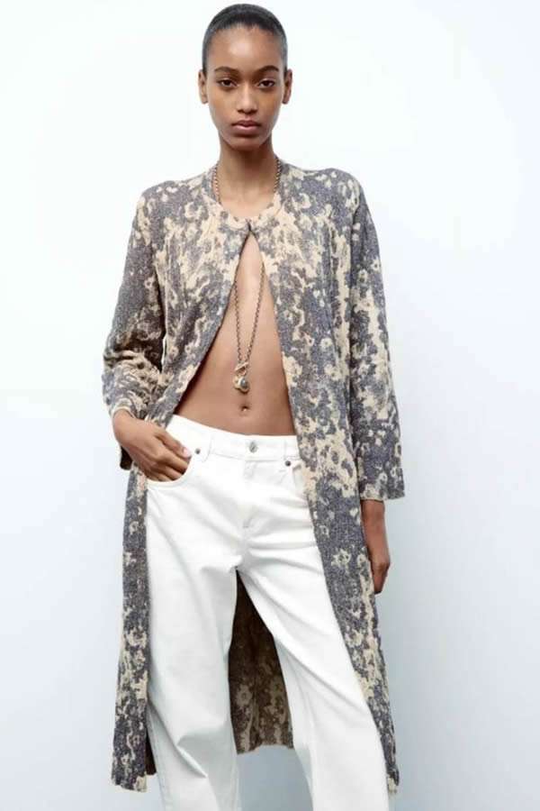 KNIT JACQUARD GOLDEN COAT ZARA